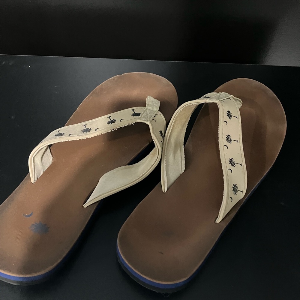 Palm Tree Flip Flops - Tan